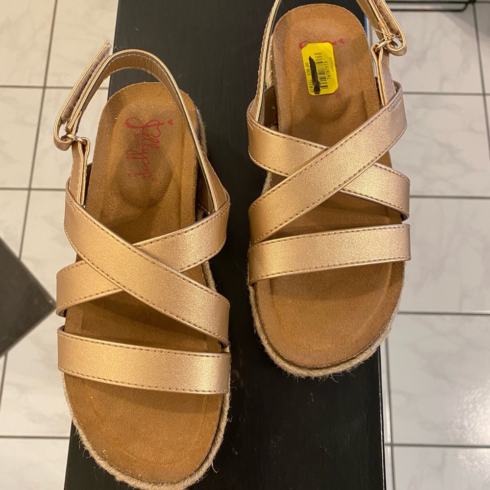 Jellypop Girls Light Gold Lanza Espadrille Platform Sandals - 1